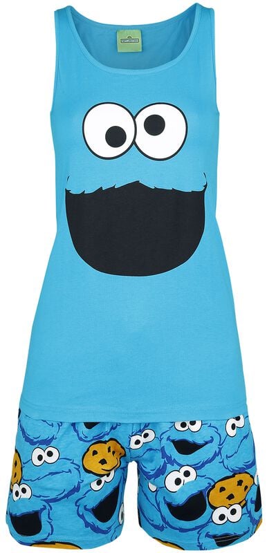 Gothicana By Emp "Cookie Monster - Face" Pyjama Blue By Sesame Street