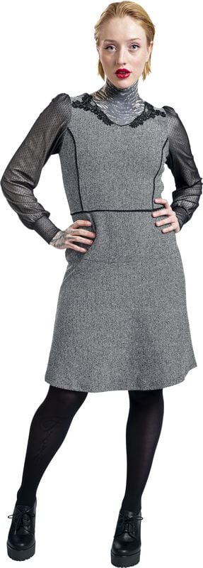 Gothicana By Emp "Cottage Girl Dress" Mini Dress Black-grey By Vive Maria