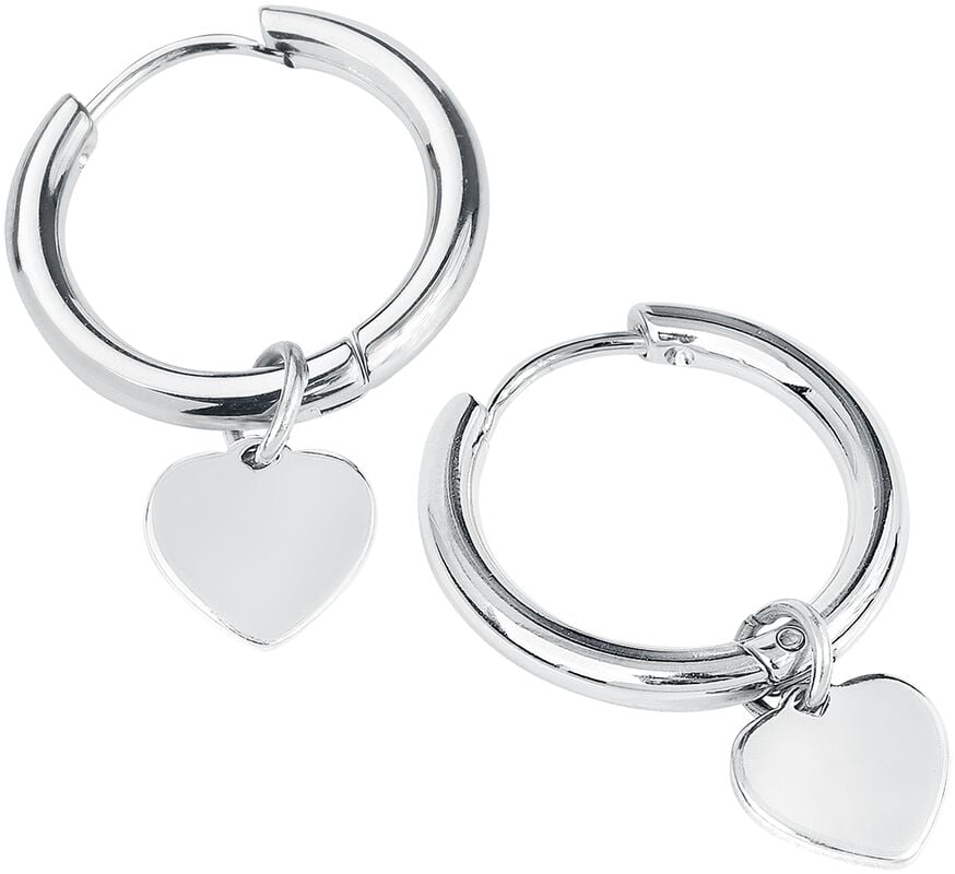 Gothicana By Emp "Creole Heart Hoop" Earring Silver-coloured By EtNox
