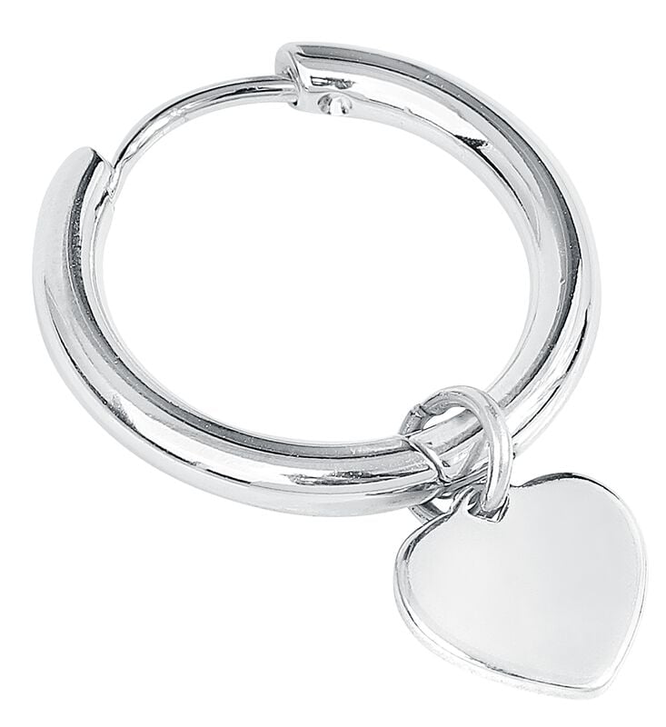 Gothicana By Emp "Creole Heart Hoop" Earring Silver-coloured By EtNox