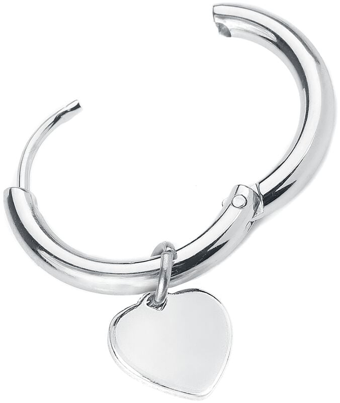 Gothicana By Emp "Creole Heart Hoop" Earring Silver-coloured By EtNox