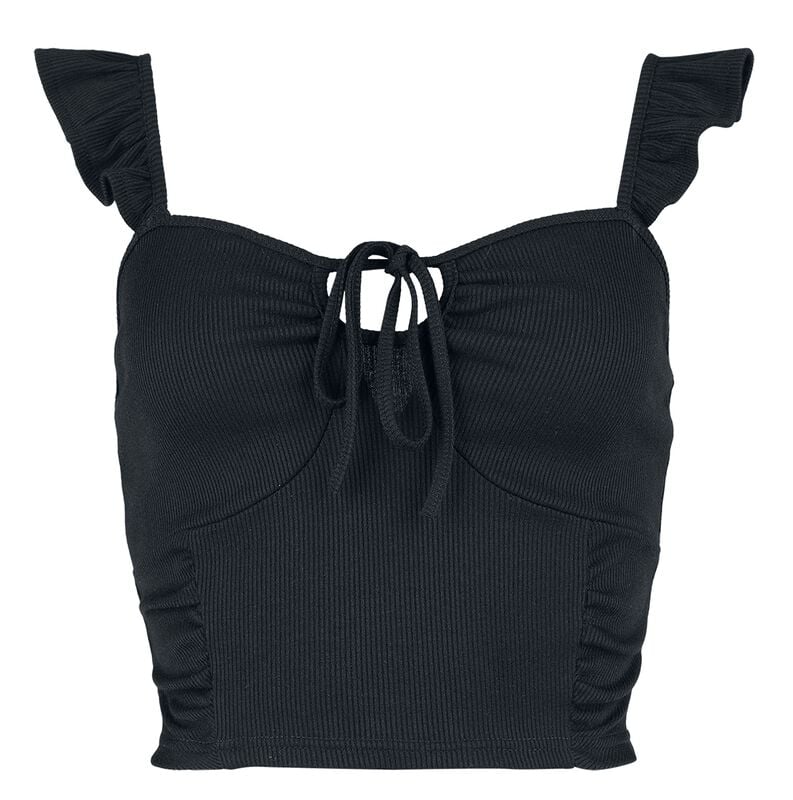 gothicana by emp "Crop Top With Ruffles And Lace" Top black by Black Premium by EMP