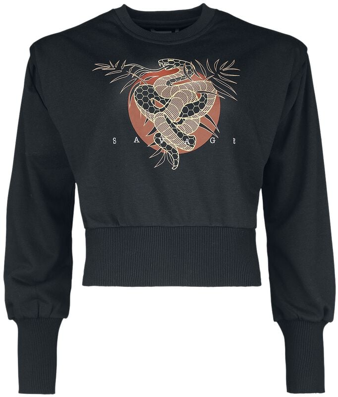 gothicana by emp "Cropped sweatshirt with Asian print" Sweatshirt black by RED by EMP