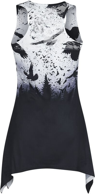 Gothicana By Emp "Crow Night Lace Panel Vest" Top Black-white By Vixxsin