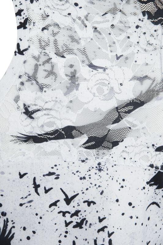 Gothicana By Emp "Crow Night Lace Panel Vest" Top Black-white By Vixxsin