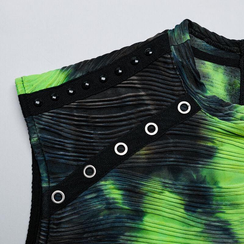 Gothicana By Emp "Cyber Vest" Tanktop Black-green By Punk Rave