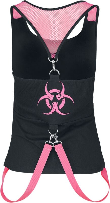 Gothicana By Emp "Danger Zone Top" Top Black-pink By Poizen Industries