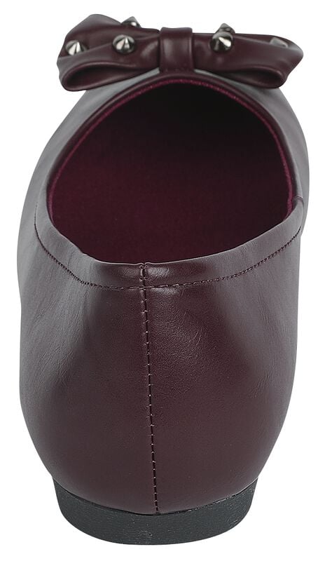 Gothicana By Emp "Dark-red Ballerina Pumps With Bow And Studs" Ballerinas Dark Red By Rock Rebel By EMP