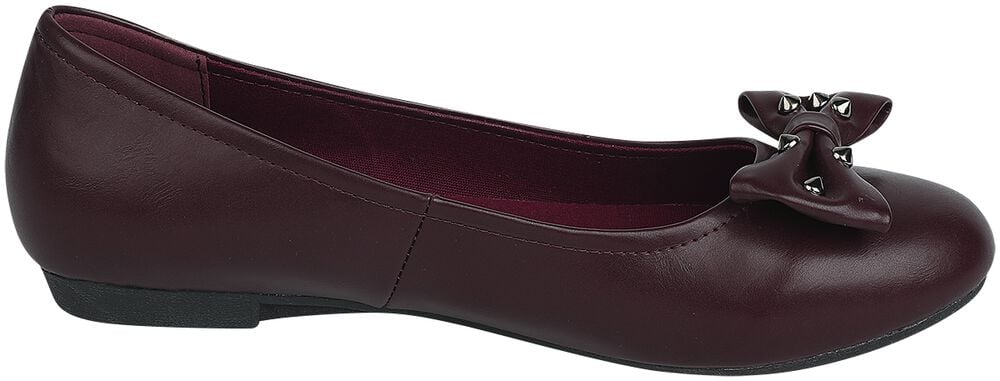 Gothicana By Emp "Dark-red Ballerina Pumps With Bow And Studs" Ballerinas Dark Red By Rock Rebel By EMP