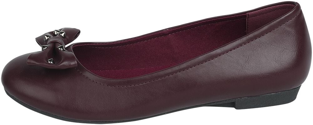 Gothicana By Emp "Dark-red Ballerina Pumps With Bow And Studs" Ballerinas Dark Red By Rock Rebel By EMP