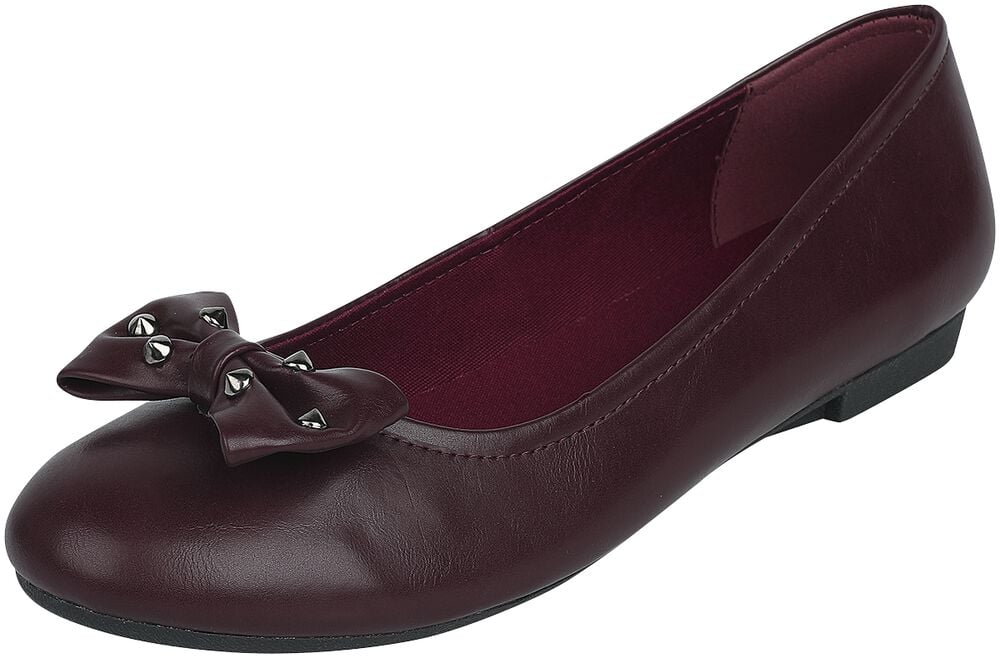 gothicana by emp "Dark-red ballerina pumps with bow and studs" Ballerinas dark red by Rock Rebel by EMP