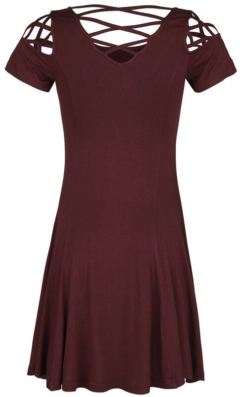 Gothicana By Emp "Dark-Red Dress With Decorative Lacing" Mini Dress Red By Black Premium By EMP