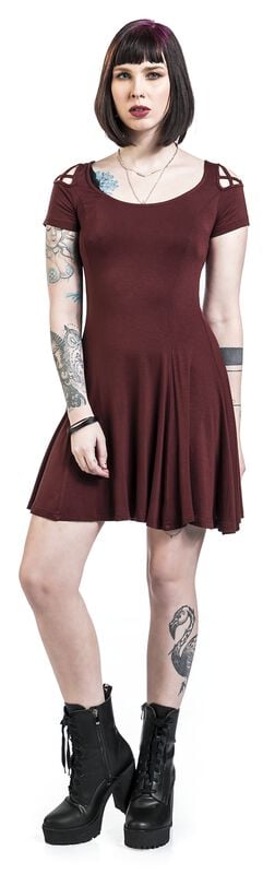 Gothicana By Emp "Dark-Red Dress With Decorative Lacing" Mini Dress Red By Black Premium By EMP