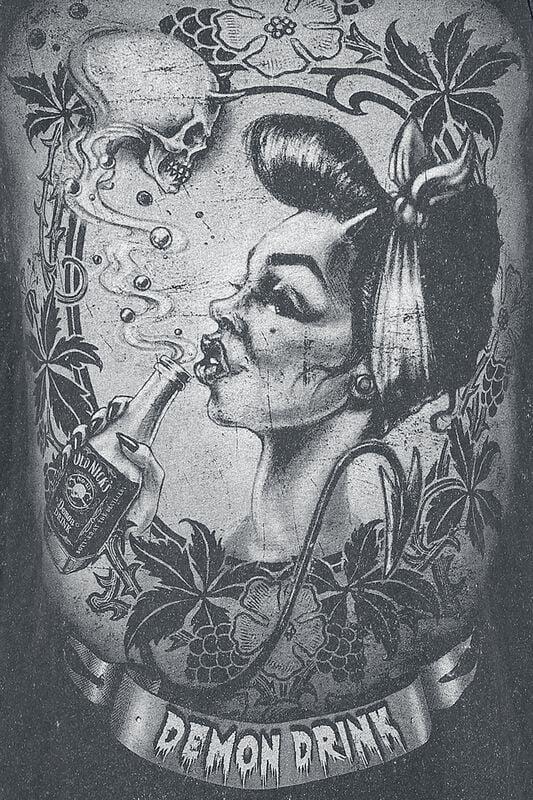Gothicana By Emp "Demon Drink" Top Dark Grey By Alchemy England