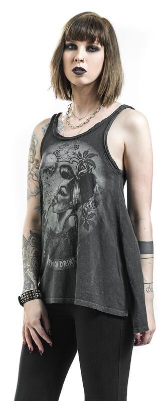 Gothicana By Emp "Demon Drink" Top Dark Grey By Alchemy England