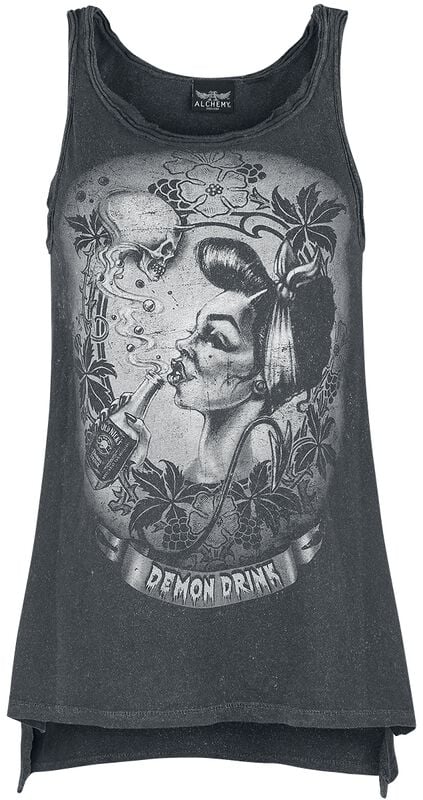 gothicana by emp "Demon Drink" Top dark grey by Alchemy England
