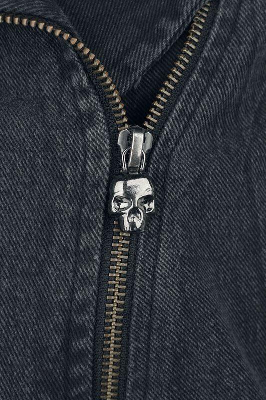 Gothicana By Emp "Denim Biker Jacket" Jeans Jacket Grey By Rock Rebel By EMP