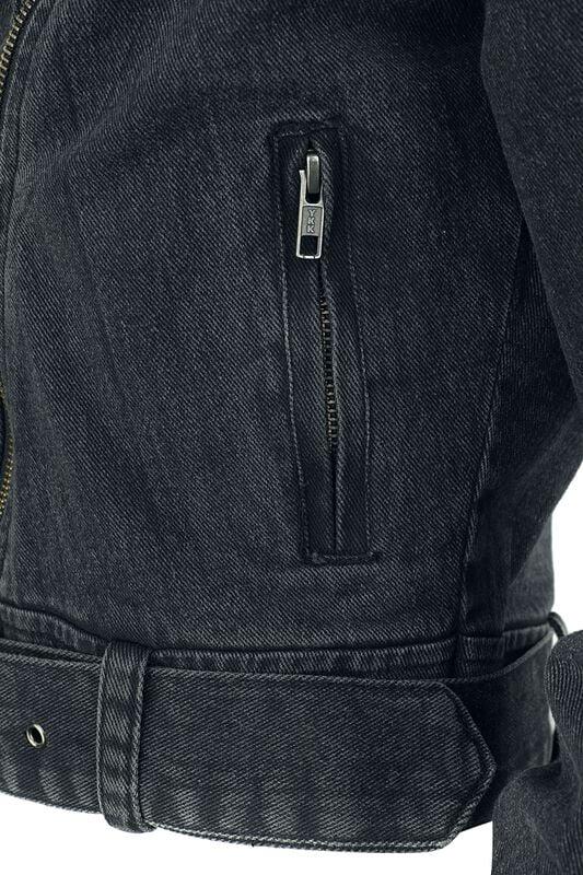 Gothicana By Emp "Denim Biker Jacket" Jeans Jacket Grey By Rock Rebel By EMP