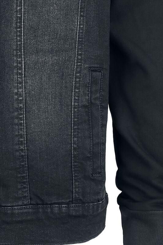 Gothicana By Emp "Denim Jacket With Sweat Sleeves And Hood" Jeans Jacket Black By RED By EMP