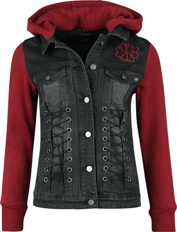 Gothicana By Emp "Denim Soul" Between-seasons Jacket Black-red By Black Premium By EMP