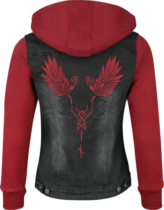 Gothicana By Emp "Denim Soul" Between-seasons Jacket Black-red By Black Premium By EMP