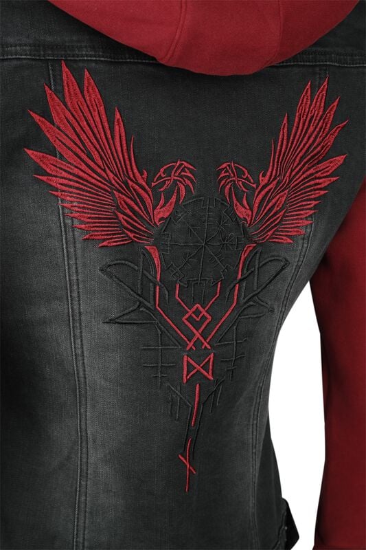Gothicana By Emp "Denim Soul" Between-seasons Jacket Black-red By Black Premium By EMP