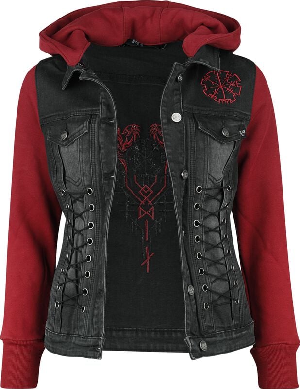 gothicana by emp "Denim Soul" Between-seasons Jacket black-red by Black Premium by EMP