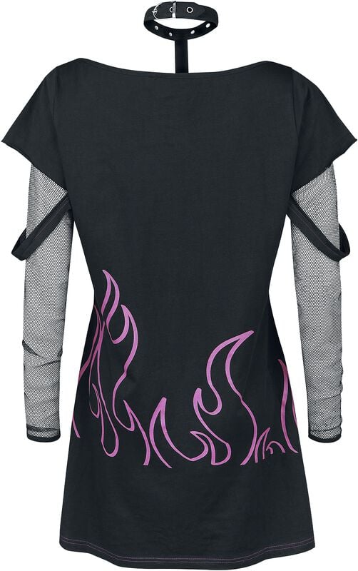 Gothicana By Emp "Depths Of Hell Top" Long-sleeve Shirt Black-pink By Heartless