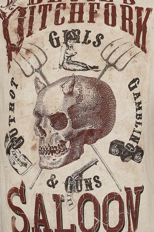 Gothicana By Emp "Devil's Saloon" T-Shirt Beige By Alchemy England