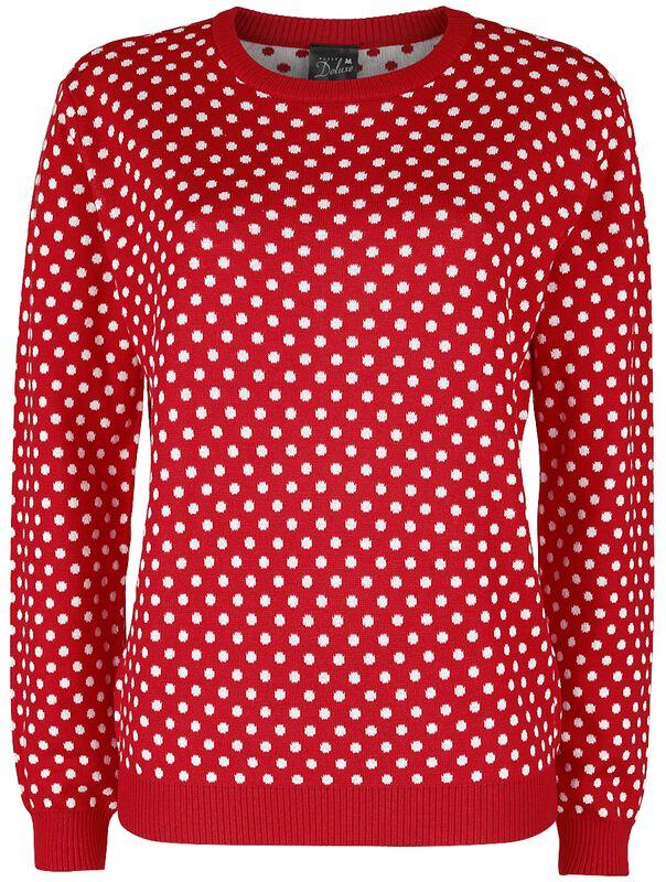 Gothicana By Emp "Dotties Knit Pullover & Collar" Knit Jumper Red-white By Pussy Deluxe