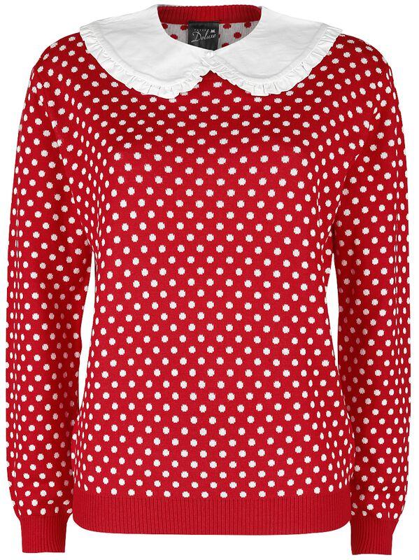 gothicana by emp "Dotties Knit Pullover & Collar" Knit jumper red-white by Pussy Deluxe