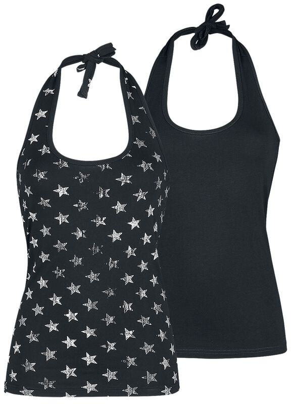 gothicana by emp "Double-Pack Halterneck Tops" Halternecks black by RED by EMP