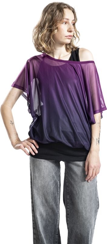 Gothicana By Emp "Double-Pack T-shirt And Vest" T-Shirt Black-lilac By RED By EMP