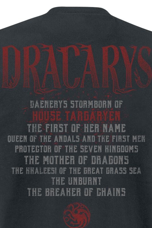 Gothicana By Emp "Dracarys" T-Shirt Black By Game Of Thrones