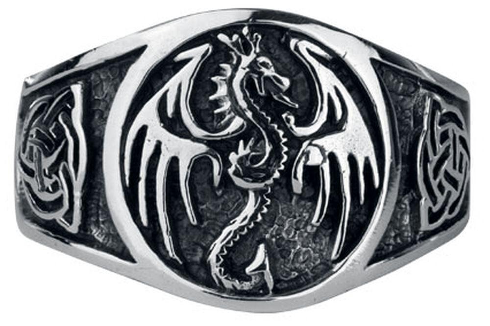 Gothicana By Emp "Dragon" Ring Silver-coloured By EtNox Hard And Heavy