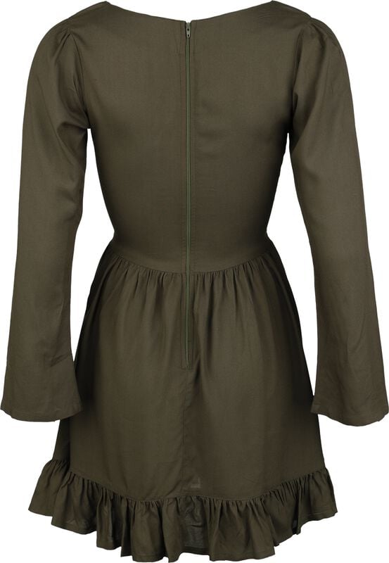 Gothicana By Emp "Dress With Front Lacing" Mini Dress Olive By Black Premium By EMP