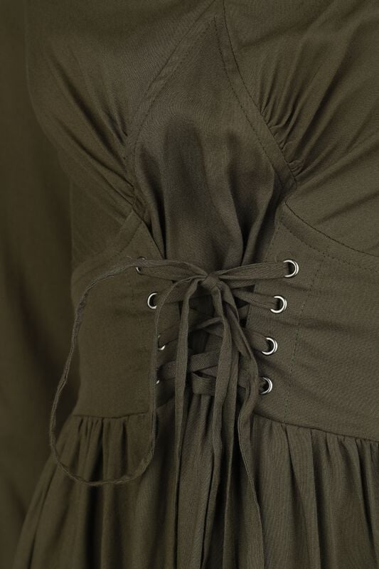 Gothicana By Emp "Dress With Front Lacing" Mini Dress Olive By Black Premium By EMP