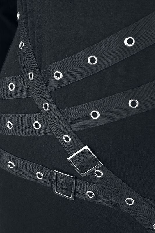 Gothicana By Emp "Dress With Straps Eyelets And Buckles" Mini Dress Black By Gothicana By EMP