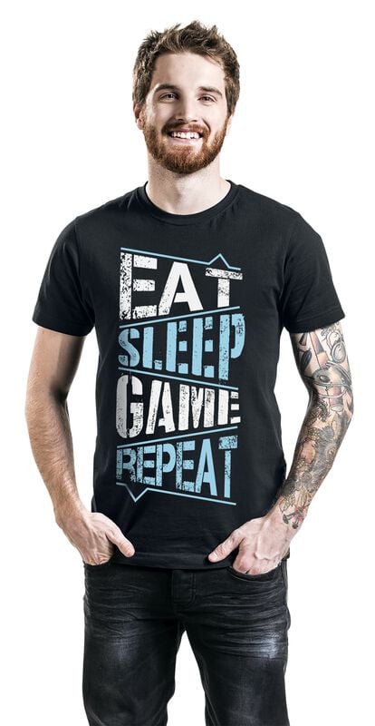 Gothicana By Emp "Eat Sleep Game Repeat" T-Shirt Black By Gaming Slogans