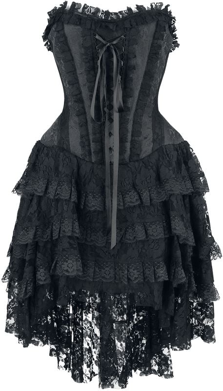 gothicana by emp "Elaborate Gothic Dress with Corset and Shorter-Front Skirt" Mini Dress black by Gothicana by EMP