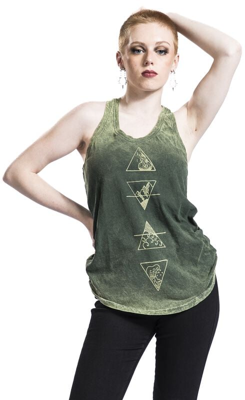 Gothicana By Emp "Elements" Top Green By Outer Vision