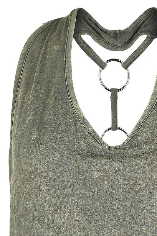 Gothicana By Emp "Ella" Top Olive By Black Premium By EMP