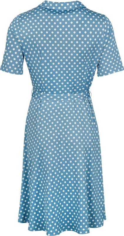 Gothicana By Emp "Ellen Spot Dress" Midi Dress Blue-white By Banned Retro