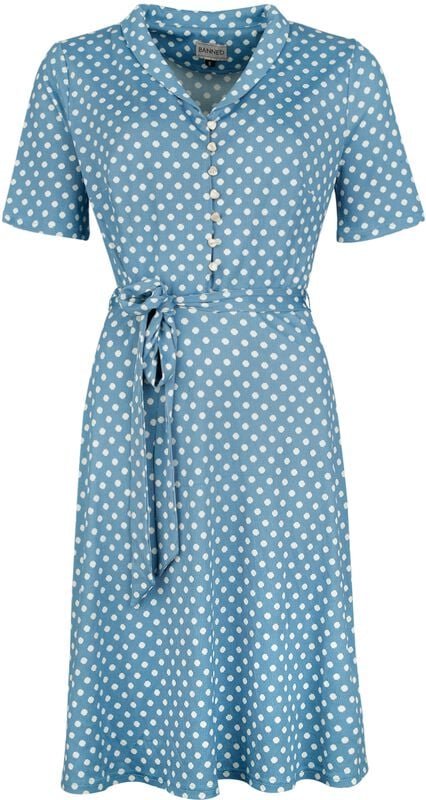 gothicana by emp "Ellen Spot Dress" Midi Dress blue-white by Banned Retro