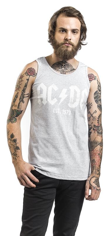 Gothicana By Emp "Est. 1973" Tanktop Mottled Light Grey By AC/DC