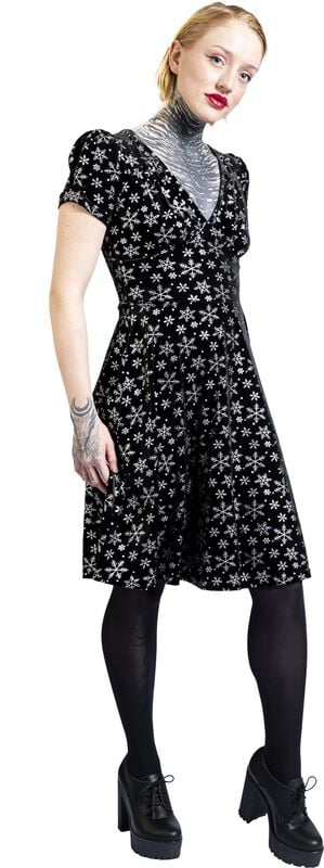 Gothicana By Emp "Eve Dress" Midi Dress Black-white By Hell Bunny