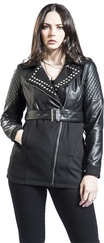 Gothicana By Emp "Faux Leather Jacket" Between-seasons Jacket Black By Black Premium By EMP
