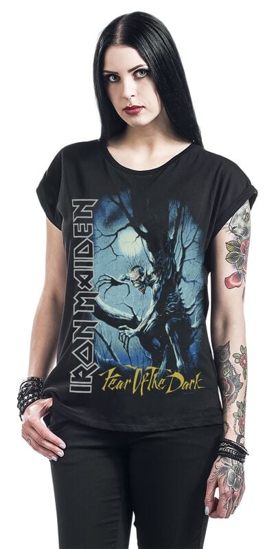 Gothicana By Emp "Fear Of The Dark" T-Shirt Black-used Look By Iron Maiden