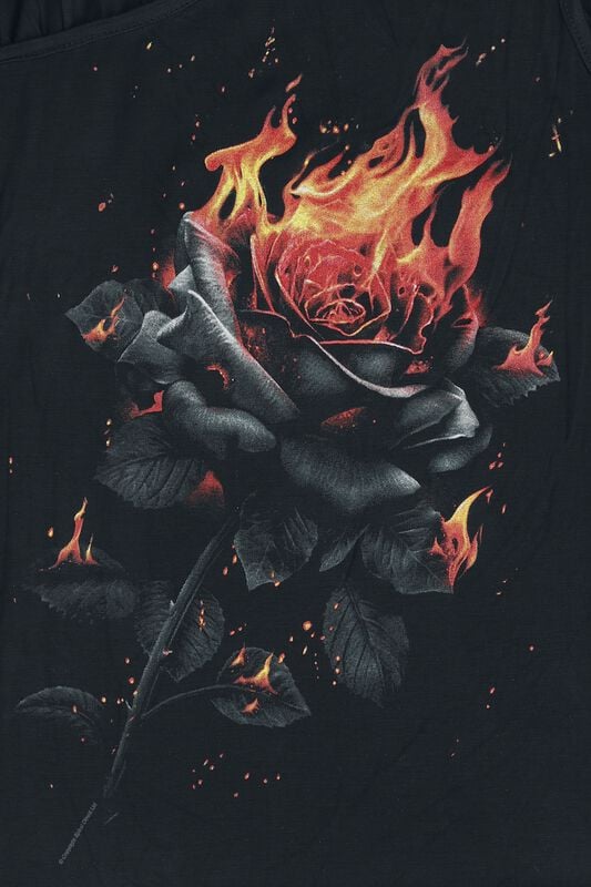 Gothicana By Emp "Flaming Rose" Long-sleeve Shirt Black By Spiral