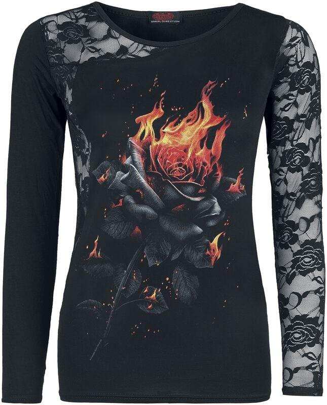 gothicana by emp "Flaming Rose" Long-sleeve Shirt black by Spiral